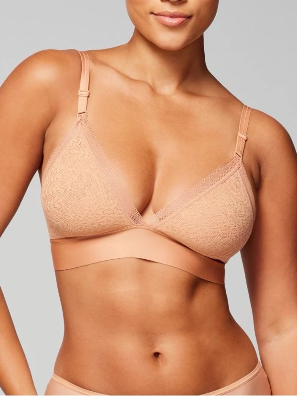 Soma Lace Triangle Soft Wireless Bralette in Nude Peach Women’s Size XXL
